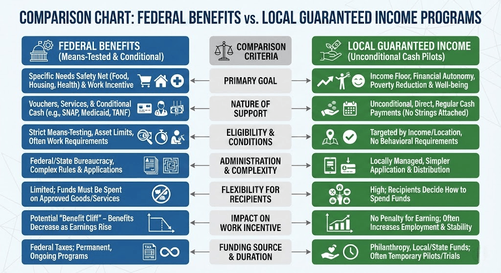 Federal benefits versus local guaranteed income programs
